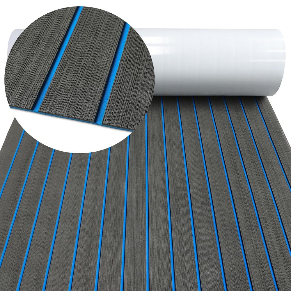 HZCHIONE EVA Foam Boat Flooring Decking 94x16in Faux Teak Marine Carpet Boat Flooring Non-Slip Self-Adhesive Foam Boat Floor Mat Rolls Sheet for Motorboat RV Yacht Kayak Deck Helm Pad