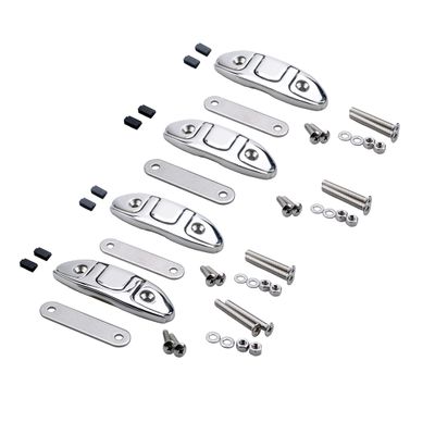 Thorn Folding Boat Cleats,Flip Up 4-1/2 Inch Dock Fold Cleat 316 Marine Grade Stainless Steel with Back Plate and Screws Pack of 4