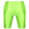 iiniim Men's Dry Fit Running Compression Tight Sport Short Pants Shiny Glossy Spandex Seamless Leggings Fluorescent Green Medium view 4