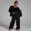 FUNYYZO Women's Wide Leg Pants High Elastic Waisted in The Back Business Work Trousers Long Straight Suit Pants view 3