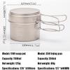 YYDS Outdoor Camping Camping Cookware Kit Lightweight Soup Pot Portable Frying Pan Pure Titanium Camping Cooker Set Outdoor Cookware Set Adventures Picnics (Size : 1450ml) view 2
