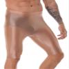 iiniim Men's Dry Fit Running Compression Tight Sport Short Pants Shiny Glossy Spandex Seamless Leggings Coffee Medium view 3