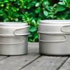 YYDS Outdoor Camping Camping Cookware Kit Lightweight Soup Pot Portable Frying Pan Pure Titanium Camping Cooker Set Outdoor Cookware Set Adventures Picnics (Size : 2100ml) view 3