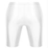 iiniim Men's Dry Fit Running Compression Tight Sport Short Pants Shiny Glossy Spandex Seamless Leggings White Medium view 4
