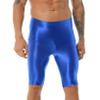 Oyolan Men Glossy Compression Shorts Dry Fit Workout Running Athletic Shorts High Waist Gym Tight Bottom Pants Blue X-Large view 1