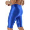 Oyolan Men Glossy Compression Shorts Dry Fit Workout Running Athletic Shorts High Waist Gym Tight Bottom Pants Blue X-Large view 2