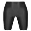 CHICTRY Mens Glossy High Waist Shorts Elastic Waistband Short Leggings Swimwear Workout Sports Bottoms Black Large view 3
