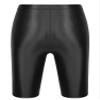 CHICTRY Mens Glossy High Waist Shorts Elastic Waistband Short Leggings Swimwear Workout Sports Bottoms Black Large view 4