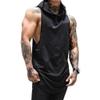 ZUEVI Men's Muscle Sleeveless Hoodies Gym Workout Hooded Bodybuilding Stringer Tank Tops 2 pack (Black&White-L) view 2