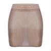 YOOJOO Womens Super Shiny Shaping Miniskirt High Waist Bodycon Oily Bright Shimmery Stockings Skirt Coffee One Size view 2