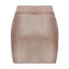 YOOJOO Womens Super Shiny Shaping Miniskirt High Waist Bodycon Oily Bright Shimmery Stockings Skirt Coffee One Size view 3