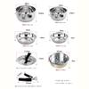 YYDS Outdoor Camping Camping Cookware Kit Nonstick Frying Pan Steamer Lightweight Pot Stainless Steel Family Campfire Hiking Camping Cooker Adventures Picnics (Size : Six-Piece Set(+Storage Bag)) view 2
