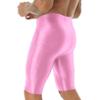 Oyolan Men Glossy Compression Shorts Dry Fit Workout Running Athletic Shorts High Waist Gym Tight Bottom Pants Pink X-Large view 2