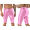 Oyolan Men Glossy Compression Shorts Dry Fit Workout Running Athletic Shorts High Waist Gym Tight Bottom Pants Pink X-Large view 3