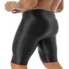 iiniim Men's Dry Fit Running Compression Tight Sport Short Pants Shiny Glossy Spandex Seamless Leggings Black Medium view 2