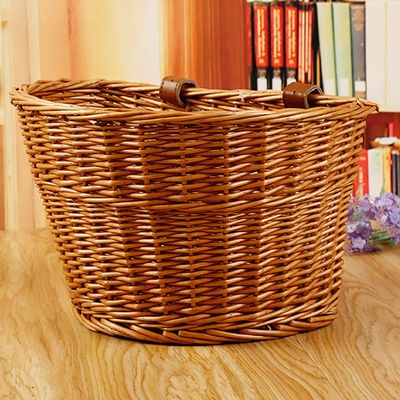 cdar Bicycle Basket,Wicker Hand Woven Bicycle Front Handlebar Basket,Bike Cargo Storage Container,Basket Carrier for Shopping,Pet,Picnic Commuter Outdoor