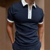 QWENTMTNTY Mens Collared Shirts Short Sleeve Slim Fit Zip Up Casual T-Shirts Fashion Big and Tall Solid Color Work Beach Tees view 2