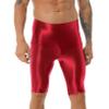 Oyolan Men Glossy Compression Shorts Dry Fit Workout Running Athletic Shorts High Waist Gym Tight Bottom Pants Red X-Large view 1
