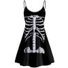 Frestree Skeleton Bones Print Halloween Dresses Sleeveless Summer Spaghetti Strap Satin Dress with Adjustable Shoulder Strappy view 1