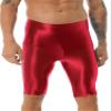 CHICTRY Mens Glossy High Waist Shorts Elastic Waistband Short Leggings Swimwear Workout Sports Bottoms Red X-Large view 2