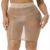 YOOJOO Womens Super Shiny Shaping Miniskirt High Waist Bodycon Oily Bright Shimmery Stockings Skirt Nude One Size view 2