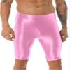 CHICTRY Mens Glossy High Waist Shorts Elastic Waistband Short Leggings Swimwear Workout Sports Bottoms Pink X-Large view 1
