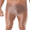 Freebily Men's Thin Fitness High Waist Tights Slim Knee-Length Sports Bottoms Glossy Leggings Coffee X-Large view 1