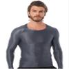 Oyolan Men's Glossy O Neck Long Sleeve Compression Baselayer Athletic Workout T Shirts Slim Fit Tops Sportwear Grey Large view 2