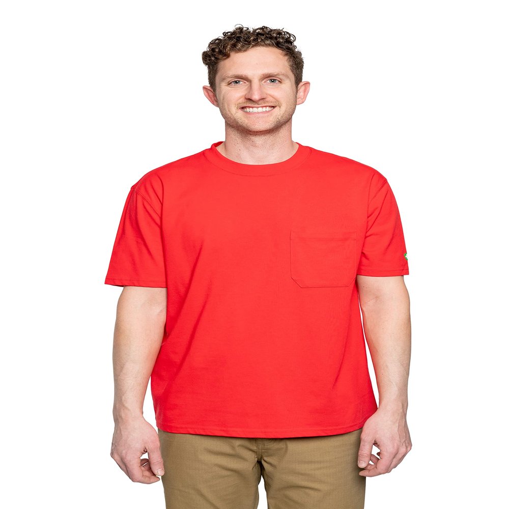 Insect Shield Men's UPF Dri-Balance Short Sleeve Pocket Tee, Red, Medium