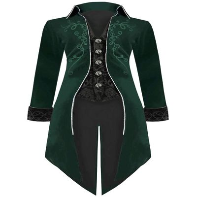 GOLDSTITCH Mens Medieval Steampunk Tailcoat Velvet Victorian Gothic Vintage Frock Halloween Costume Coat