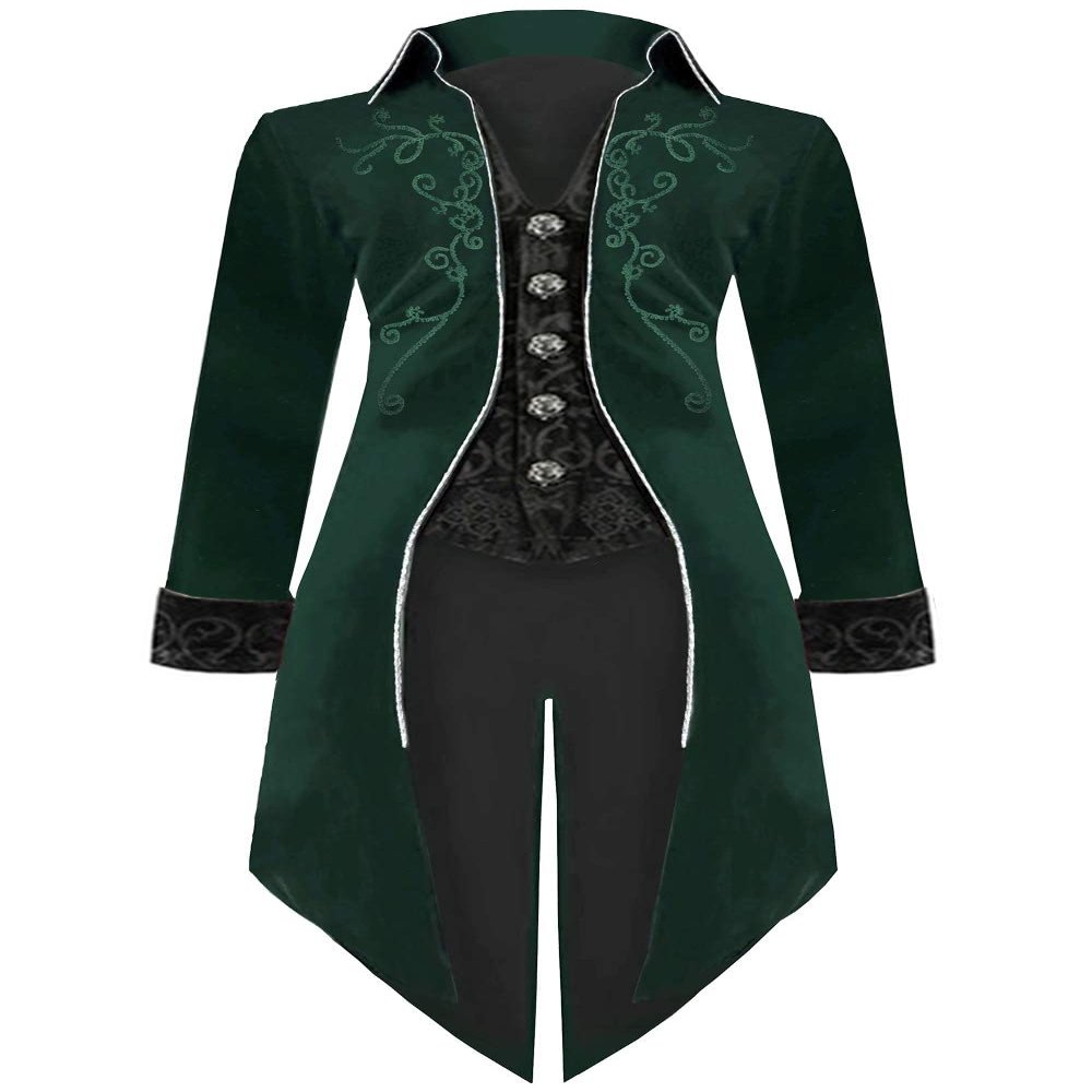 GOLDSTITCH Mens Medieval Steampunk Tailcoat Velvet Victorian Gothic Vintage Frock Halloween Costume Coat