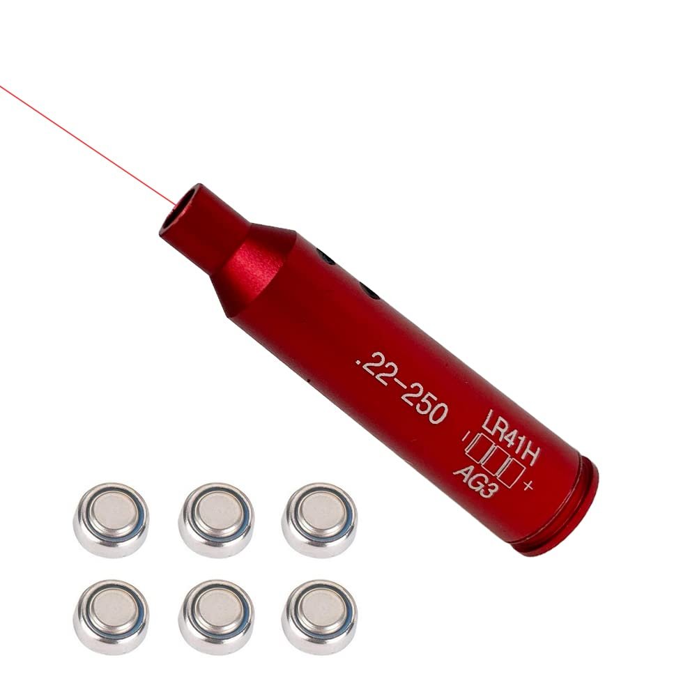 22-250 Red Laser Bore Sight w/ 6 Batteries (22-250)