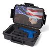 1 Pistol 2 Magazine + Accessories Gun Case | Black Case x Black Foam x Eagle Lid | Doro Waterproof Pistol Storage with Custom Mycasebuilder Foam Insert view 1