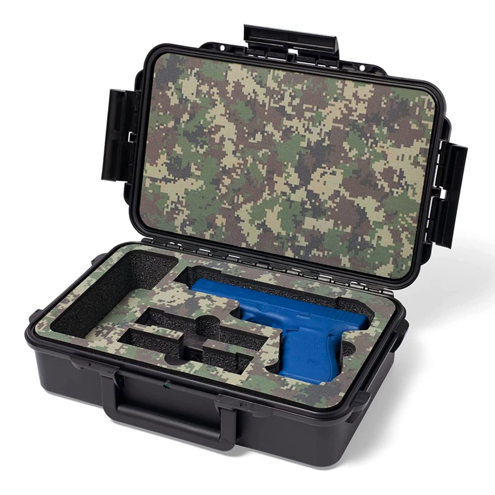 1 Pistol 2 Magazine + Accessories Gun Case | Black Case x Camouflage Foam | Doro Waterproof Pistol Storage with Custom Mycasebuilder Foam Insert