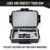 1 Pistol 2 Magazine + Accessories Gun Case | Black Case x Diamond Plate Foam | Doro Waterproof Pistol Storage with Custom Mycasebuilder Foam Insert view 4