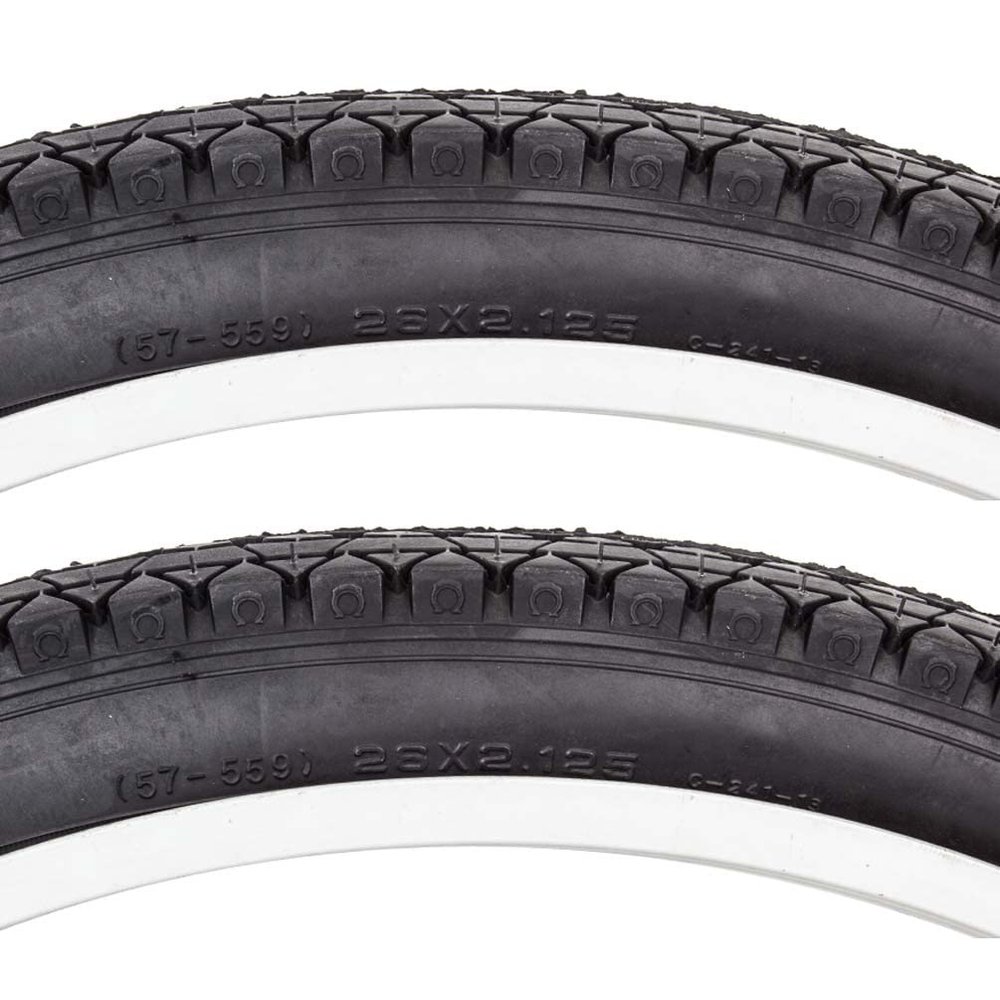 Sunlite CST241 Urban Beach Cruiser Hybrid Street Black Bike Tire Pair 26x2.125, (Cruiser CST241)