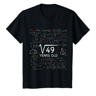 7th Math Birthday 7 Year Old Gift Square Root Of 49 Bday T-Shirt