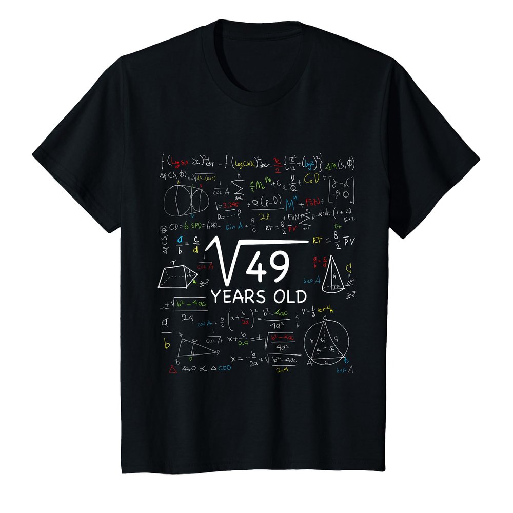 7th Math Birthday 7 Year Old Gift Square Root Of 49 Bday T-Shirt