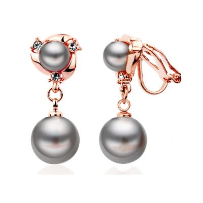 Acefeel Clip On Earring For Women White Pearl Non Pierced Clip Earrings