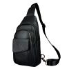 Le'aokuu Men Outdoor Casual Travel Hiking Tea Crossbody Chest Sling Bag Rig One Shoulder Strap Bag Backpack Men Leather (D 8013 Black) view 1
