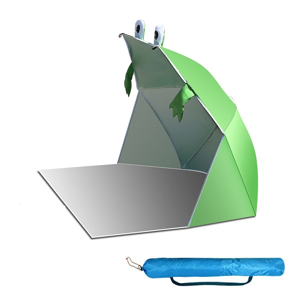 RTYUIO Pop Up Tent, Camping Tent Beach Camping Tent Foldable Outdoor Lightweight Waterproof Tent as Sun Shelter Family and Dog on Garden Beach with Storage Bag, Windproof Nails (Color : Green)
