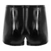 Freebily Men's Wet Look Latex PVC Leather Shorts Bulge Pouch Boxer Brief Clubwear Hot Pants Black&Wetlook Large view 2