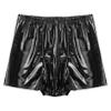 Freebily Men's Wet Look Latex PVC Leather Shorts Bulge Pouch Boxer Brief Clubwear Hot Pants Black&Wetlook Large view 3