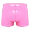 Freebily Men's Wet Look Latex PVC Leather Shorts Bulge Pouch Boxer Brief Clubwear Hot Pants Hot Pink Medium view 1