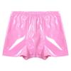 Freebily Men's Wet Look Latex PVC Leather Shorts Bulge Pouch Boxer Brief Clubwear Hot Pants Hot Pink Medium view 3