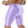 ACSUSS Mens Gloosy Shorts High Waist Running Fitness Shiny Pants Smooth Tights Yoga Sexy Oil Tight Light Purple X-Large view 2
