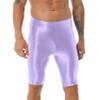 ACSUSS Mens Gloosy Shorts High Waist Running Fitness Shiny Pants Smooth Tights Yoga Sexy Oil Tight Light Purple X-Large view 4