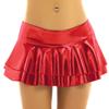 Sxiwei Woman's Shiny School Girls Mini Skirt Ruffled Metallic Skater Club Party Pleated A-line Flared Dress Red X-Large view 2