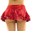Sxiwei Woman's Shiny School Girls Mini Skirt Ruffled Metallic Skater Club Party Pleated A-line Flared Dress Red X-Large view 4