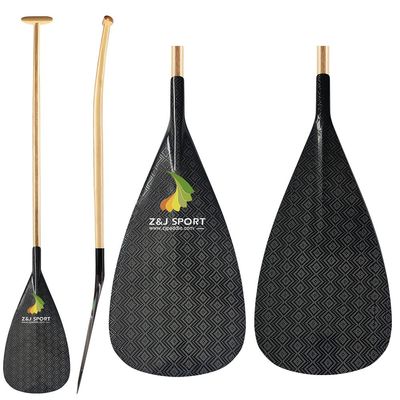 Z&J SPORT Outrigger Canoe Paddle Wooden Shaft, Tahiti Style Hybrid OC Paddle with T-Handle, Durable OC Paddle for Waka AMA, vaa, Bent Shaft & 12 Degree Blade Hui,49"